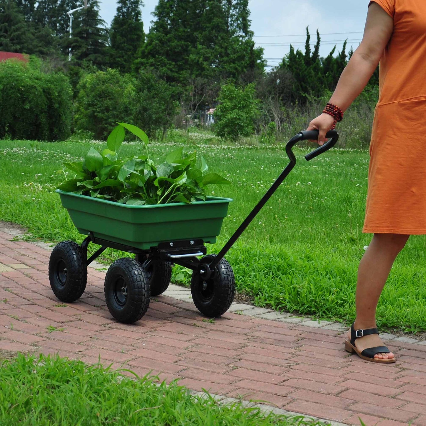 Folding Garden Dump Cart With Steel Frame And 10-in., 300-Pound Capacity