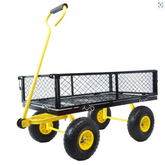 Steel Garden Cart With Swivel Handle And Detachable Sides