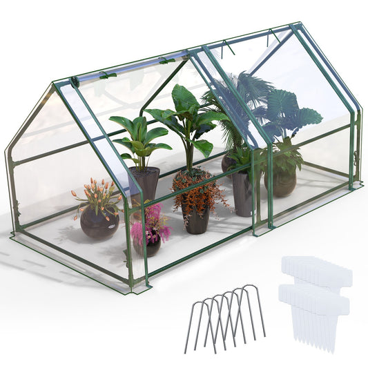 Portable Mini Greenhouse With Roll-Up Zipper Doors